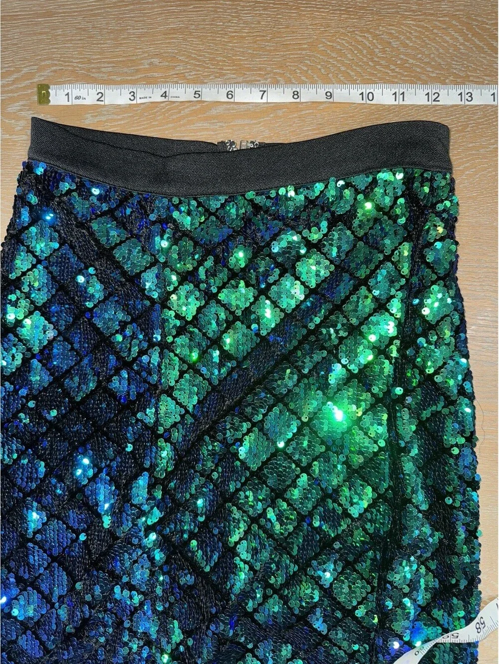 Rise of Dawn Blue and Green Sequin Maxi Skirt SIZE SMALL Mermaid